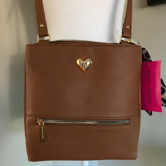 Betsey Johnson Handbags - *BETSEY JOHNSON* Cognac Crossbody Purse w/ Scarf